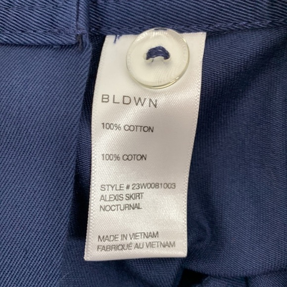 BLDWN size 0 Alexis Nocturnal Navy Asymmetrical Hem Wrap Button Mini Skirt - Picture 12 of 12